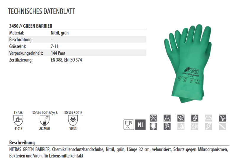 Nitras 3450 Nitrilhanschuhe Grün